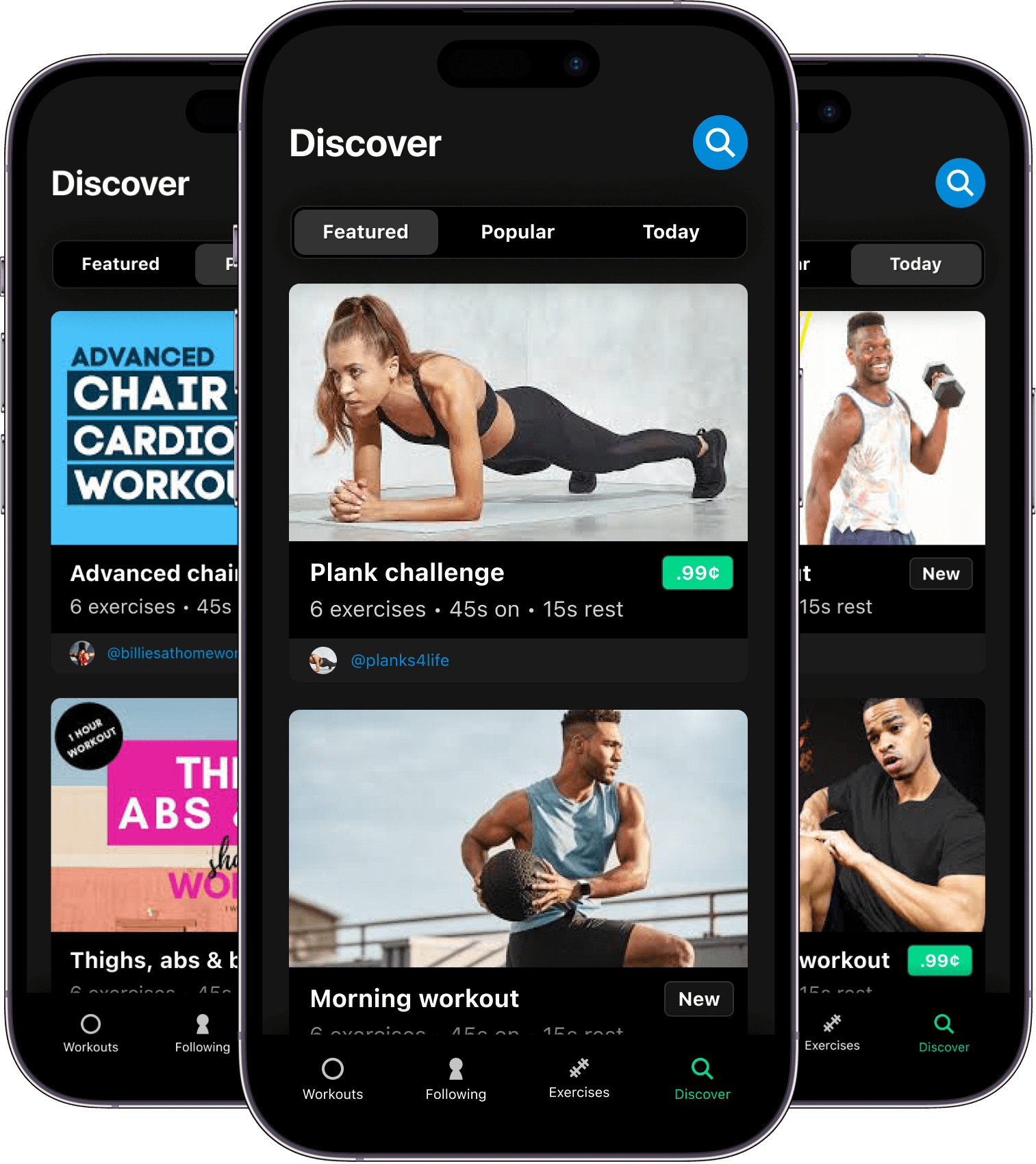 Examples of the new discover feed screens using YouTube examples
